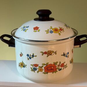Vintage MCM 1970's EXCEL *Summer Garden* 10" Diameter Stockpot w/ Lid